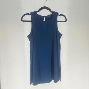 Chic Sleeveless Blue Tunic Top